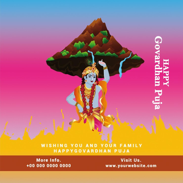 PSD happy govardhan puja design template