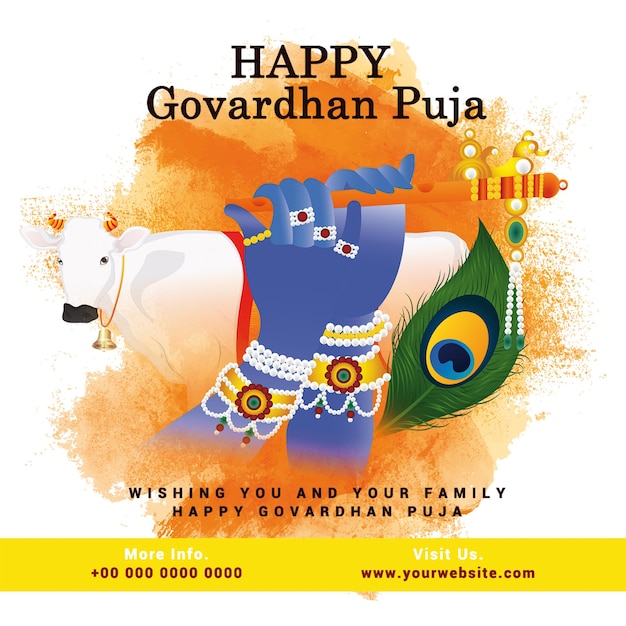 Happy govardhan puja indian festival design template