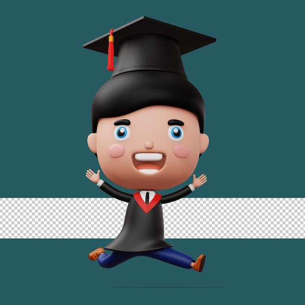 PSD happy graduation child kid celebrating graduation 3d rendering