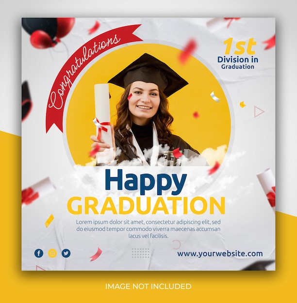 Happy graduation and education social media post or banner flyer design template