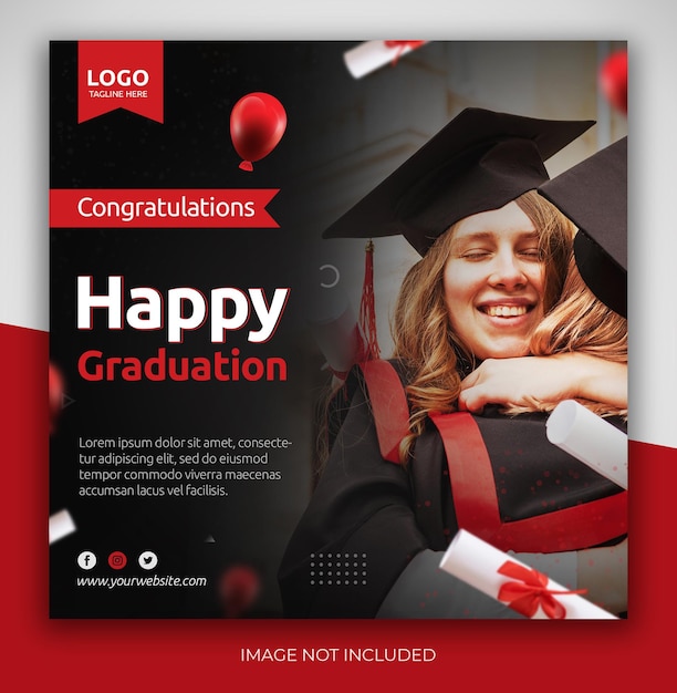 PSD happy graduation and education social media post or banner flyer design template