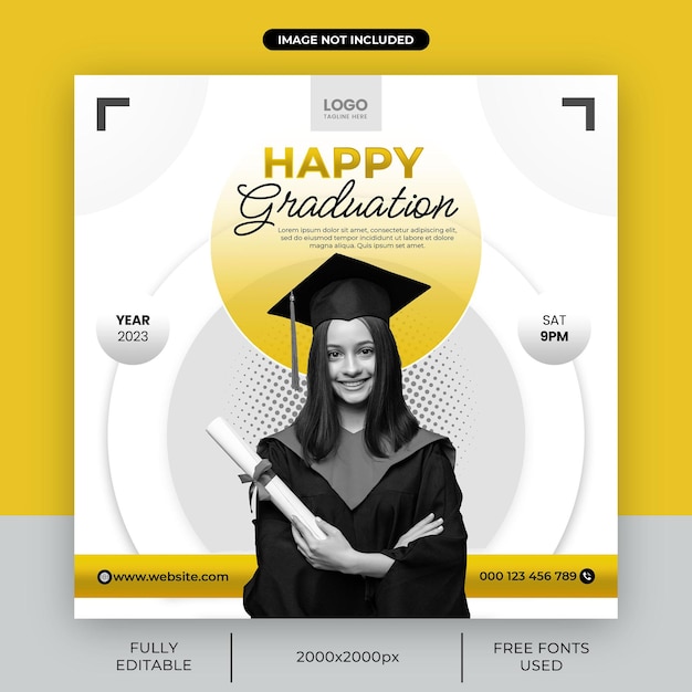 PSD happy graduation or graduation ceremony square instagram social media post template