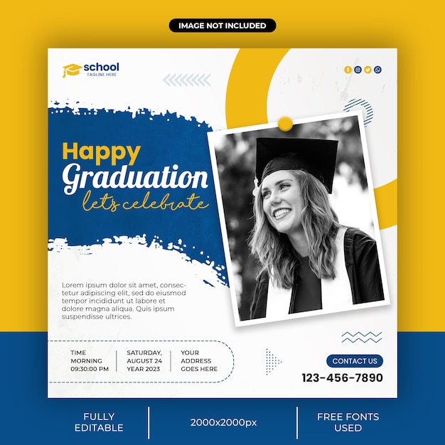 Happy Graduation Social Media Banner or Instagram square post template