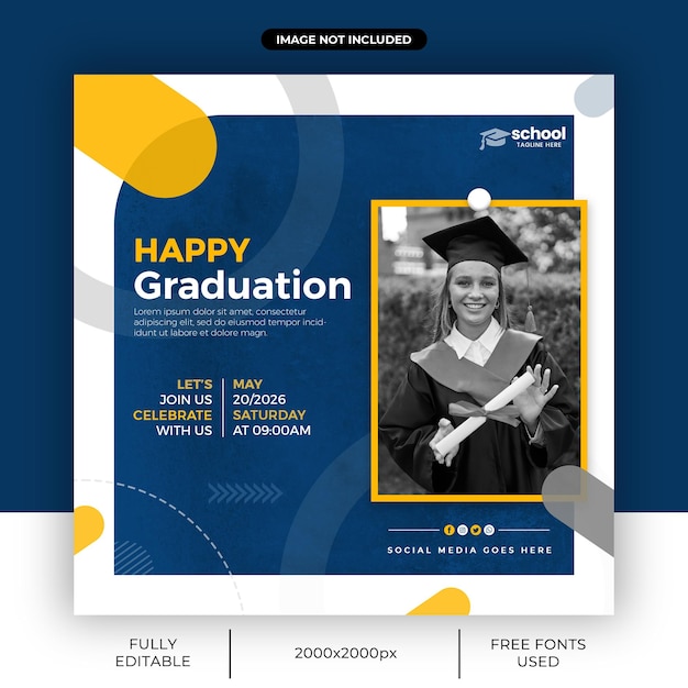 Happy graduation social media banner of instagram vierkante postsjabloon