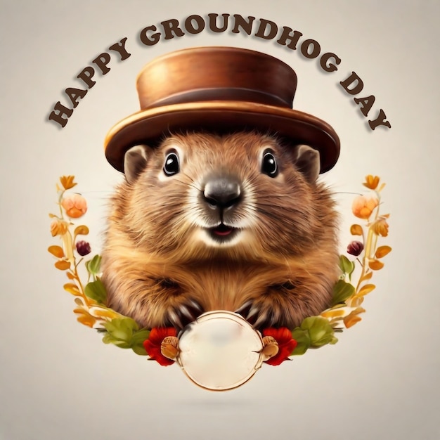 PSD happy groundhog day banner with text