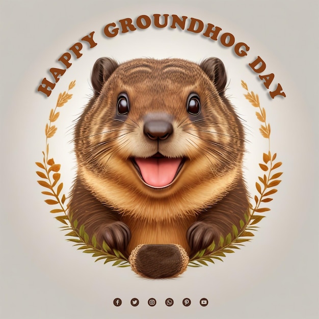 PSD happy groundhog day psd template