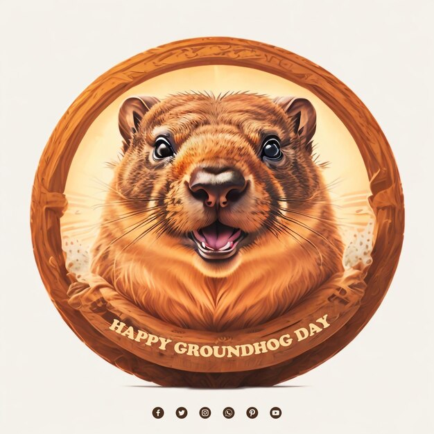 Happy groundhog day social media banner