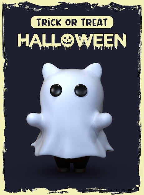 Happy halloween 3d render cat illustration