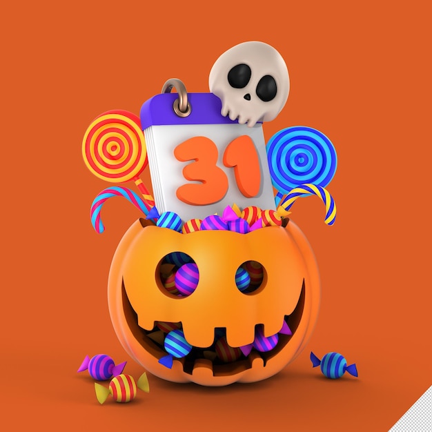 PSD illustrazione di rendering 3d di halloween felice