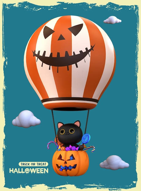 Happy Halloween 3d Render Ilustracja Kota