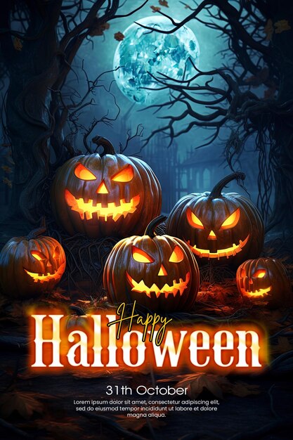 PSD happy halloween-achtergrond en halloween-poster