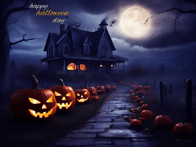 PSD happy halloween day design template