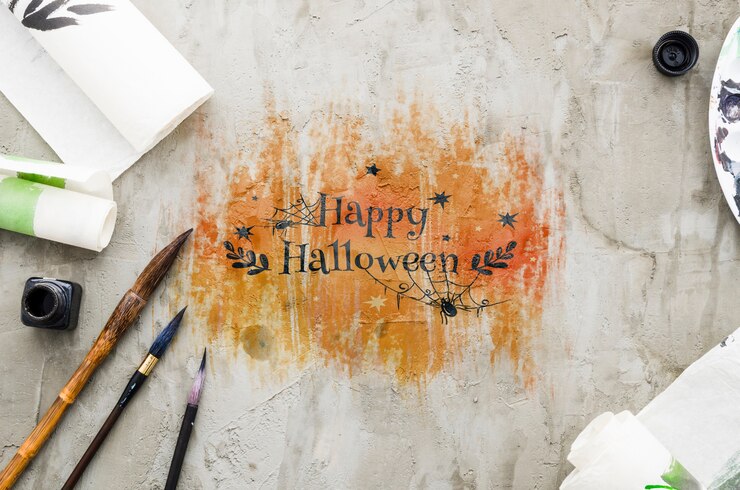 PSD happy halloween draw acrylic concept