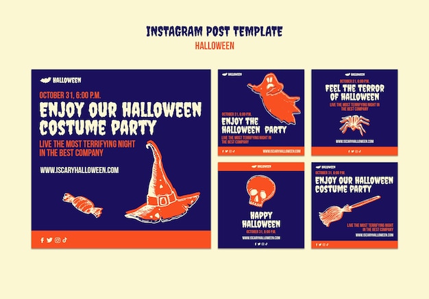 PSD modello di post di instagram di halloween felice