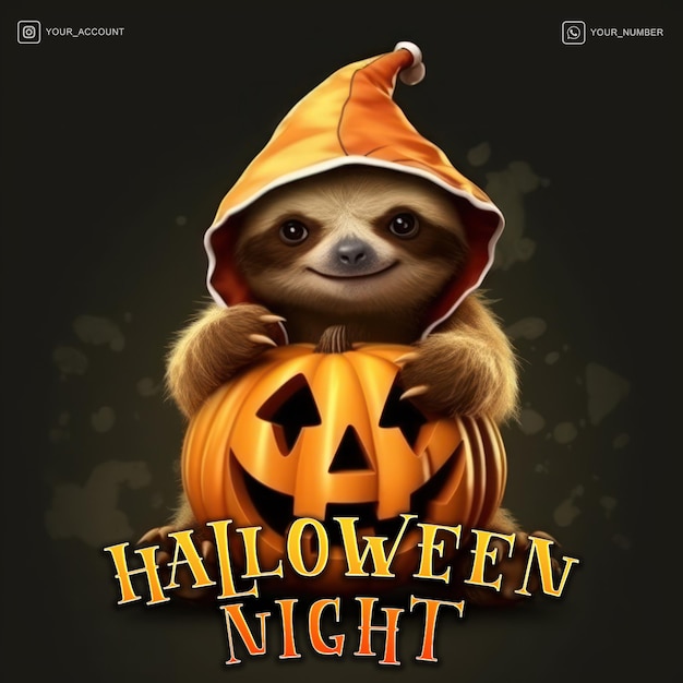 PSD ソーシャル メディア instagram の投稿のためのハッピーハロウィーンの夜