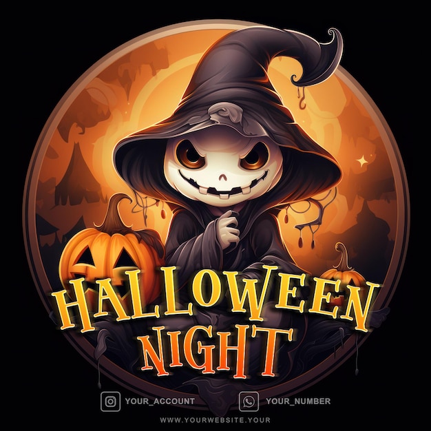 PSD buona notte di halloween per i post di instagram sui social media