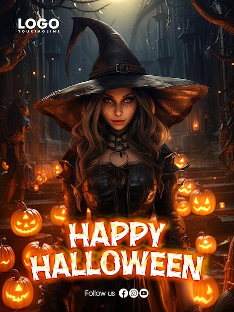 PSD happy halloween poster design