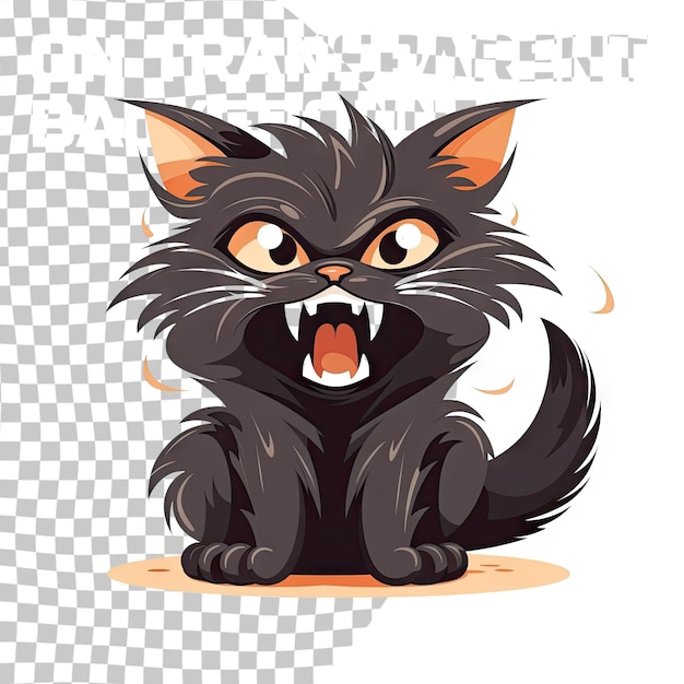 PSD happy halloween screaming kitten frightened cat arch back hair fur stands on end eyes fangs mo