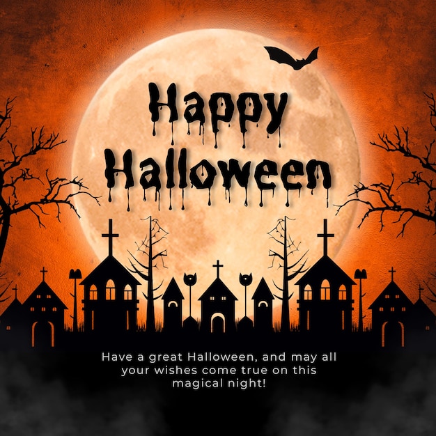 PSD buon post sui social media di halloween invito alla festa notturna horror di halloween