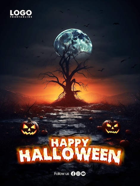 PSD happy halloween sociale media posterontwerp