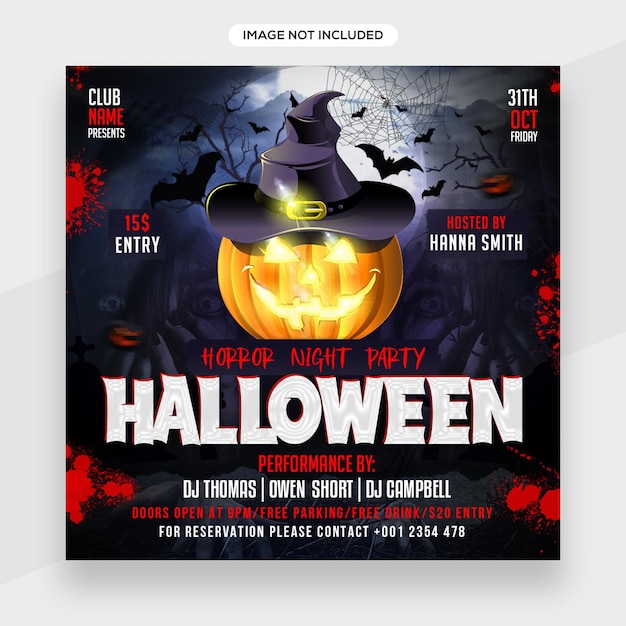 Felice halloween spooky party banner con elementi di halloween per happy halloween