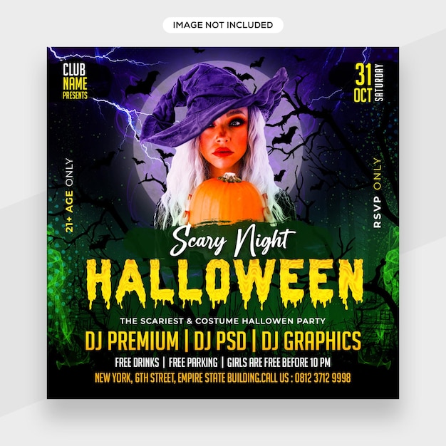 Felice halloween spooky party banner con elementi di halloween per happy halloween