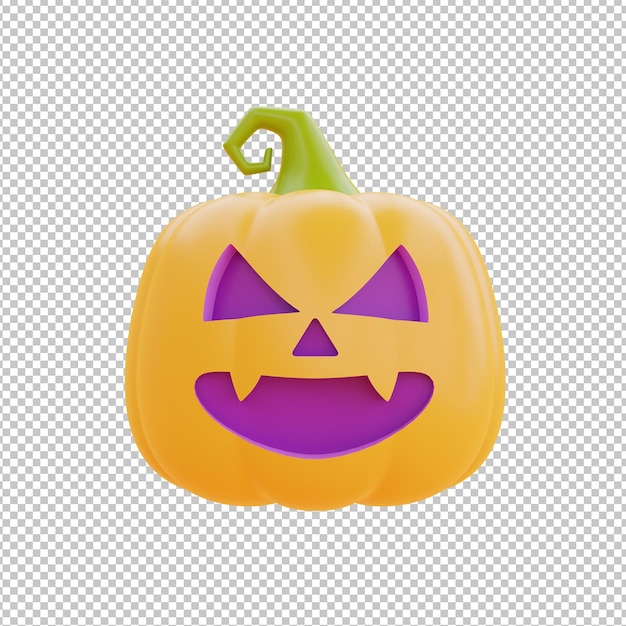 PSD Счастливого хэллоуина с персонажем тыквы jackolantern, выделенным на белом фоне традиционный октябрьский праздник 3d-рендеринг