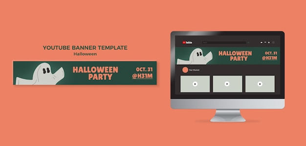 Modello di banner youtube di felice halloween