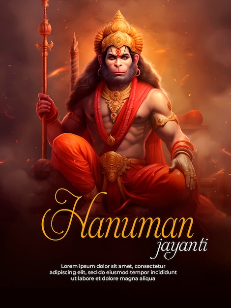 Happy hanuman jayanti traditional hindu festival card template