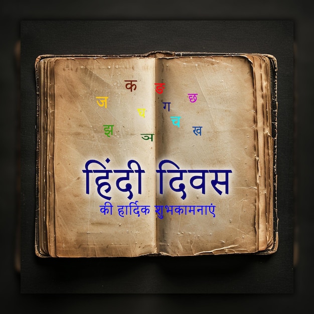 PSD happy hindi divas scenario della celebrazione della lingua madre indiana