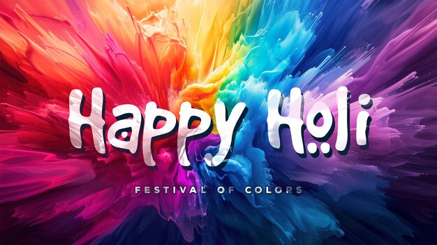 PSD happy holi banner template with colorfull background festival of color