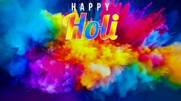 PSD happy holi colorful relistic background