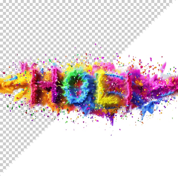 PSD happy holi concept disegnato a mano holi colori acquerellati spruzzati su uno sfondo isolato