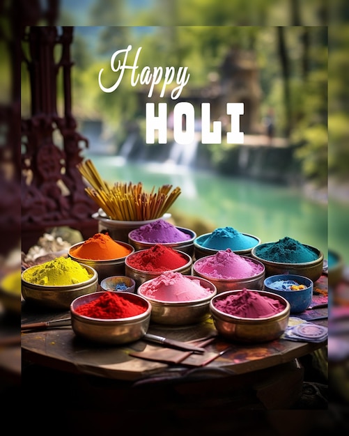 Happy holi festival celebration youtube cover template