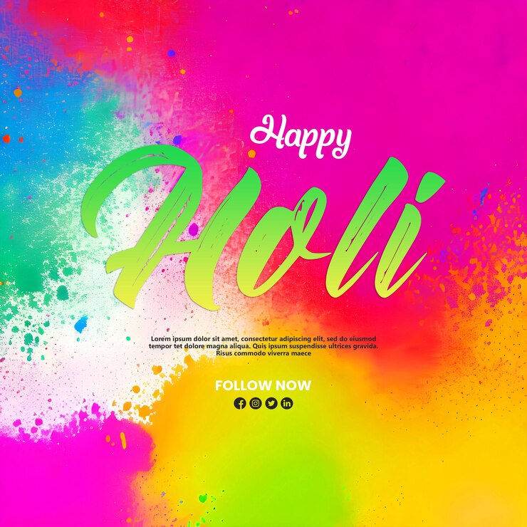 PSD happy holi festival colorful powder in background
