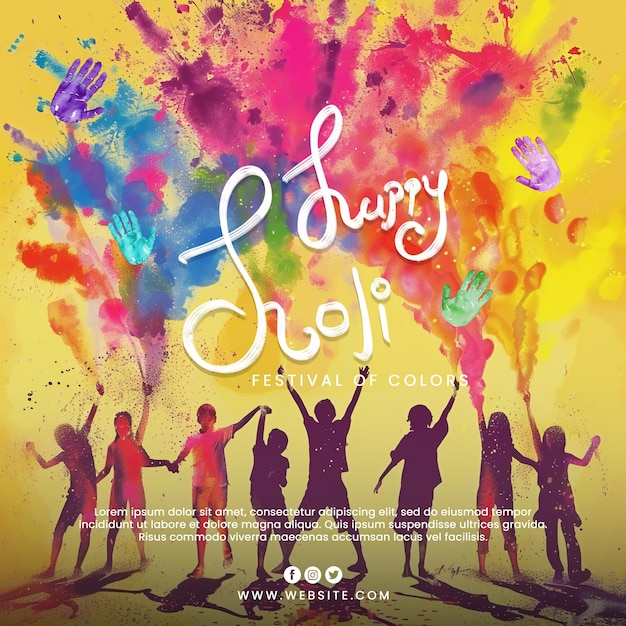 Happy holi festival of colors celebration greetings card design