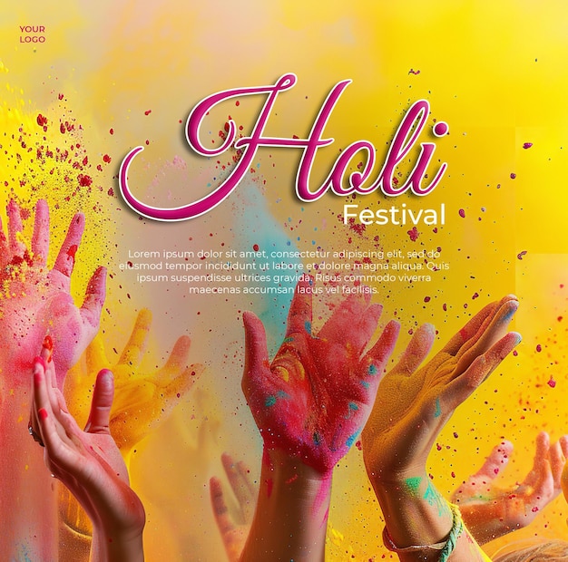 Happy holi festival greeting social medi post design template joyful colorful celebration