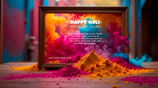 PSD happy holi festival powder frame celebration social media instagram post design