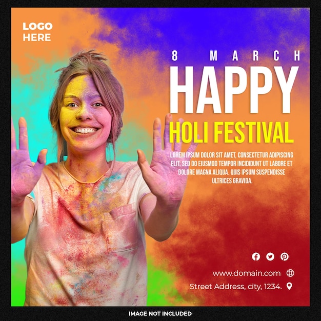 PSD buoni post sui social media del festival di holi