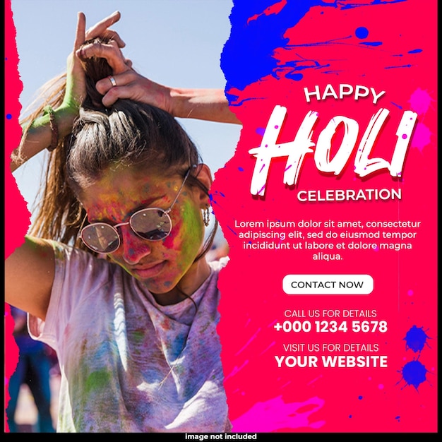 Happy holi festival social media posts
