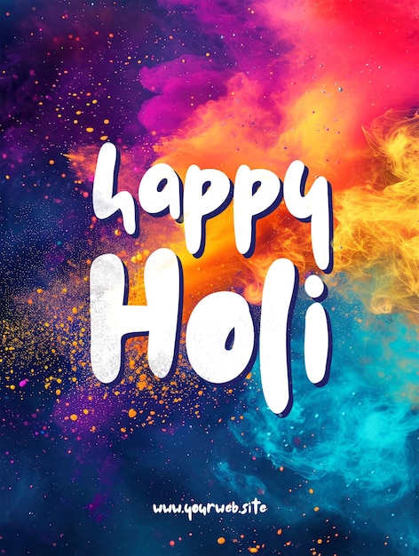 PSD happy holi poster template with colorful background