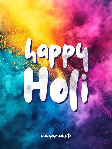 Premium PSD | Happy holi poster template with colorful background