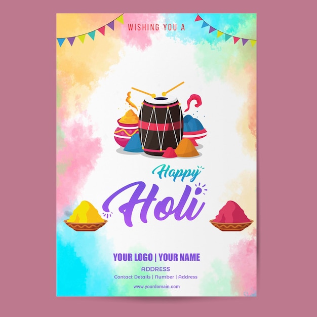 PSD happy holi social media template flyer