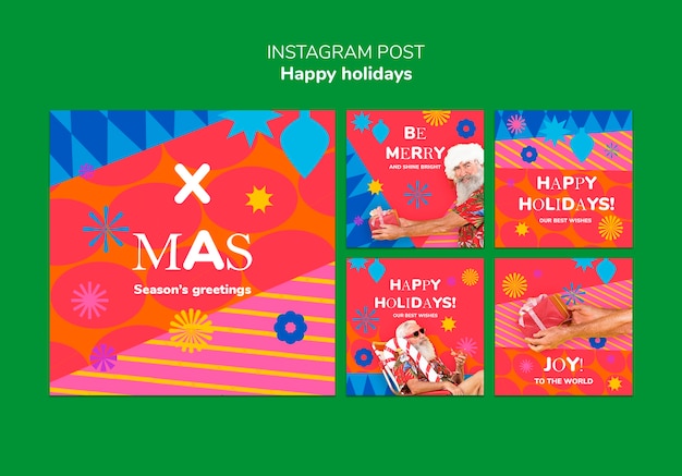 PSD happy holidays  instagram posts