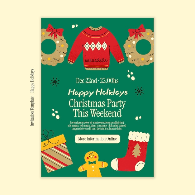 PSD happy holidays  invitation template