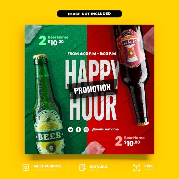 PSD happy hour bier social media design