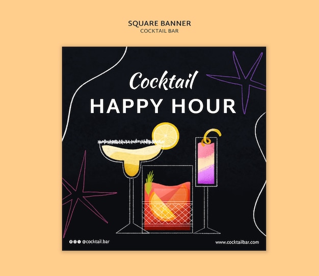 PSD happy hour celebration banner template