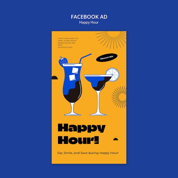 Happy hour celebration facebook template