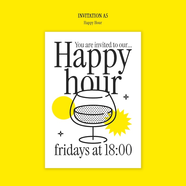 PSD modello di invito per la celebrazione dell'happy hour