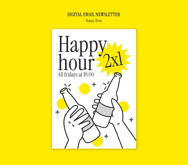 Modello di newsletter per la celebrazione dell'happy hour